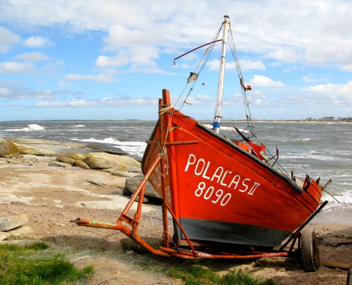 Fishing boat on atlantic shore